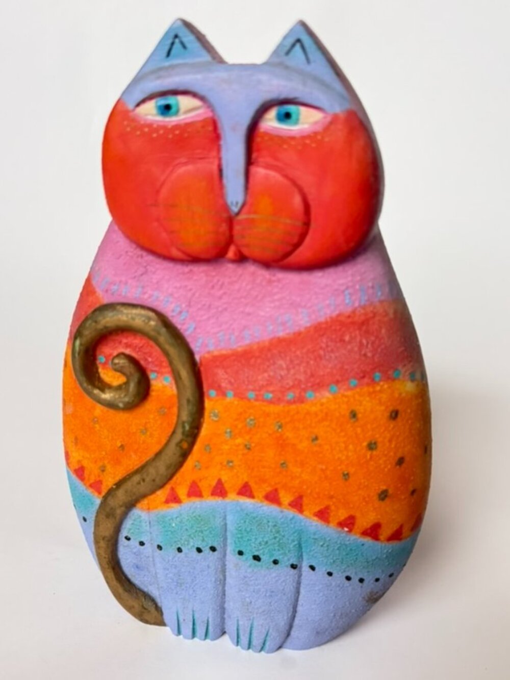 Laurel Burch United Design Cat 11" Statue Door Stop Figure Paint Cat Vintage 90s